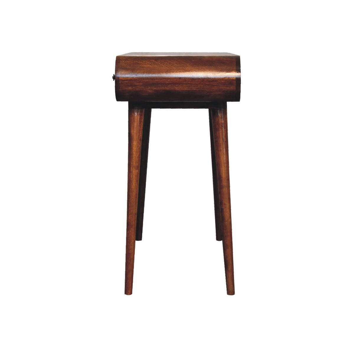 Nordic vanity dressing table solid mango wood chestnut side in white background