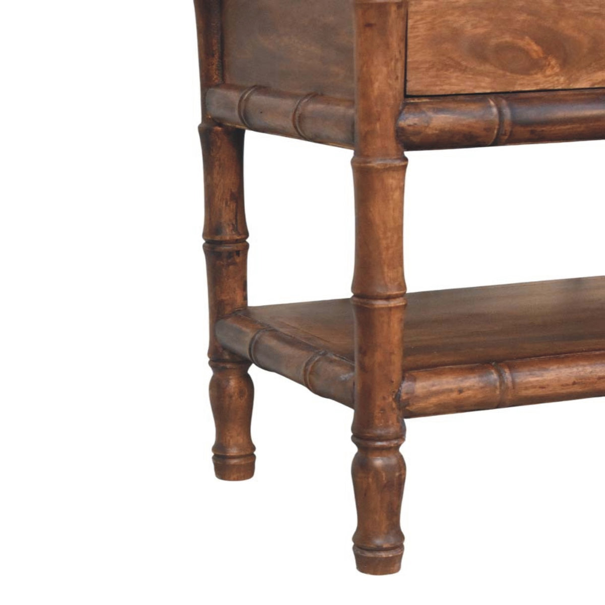 Wooden bench close-up legs with a white background