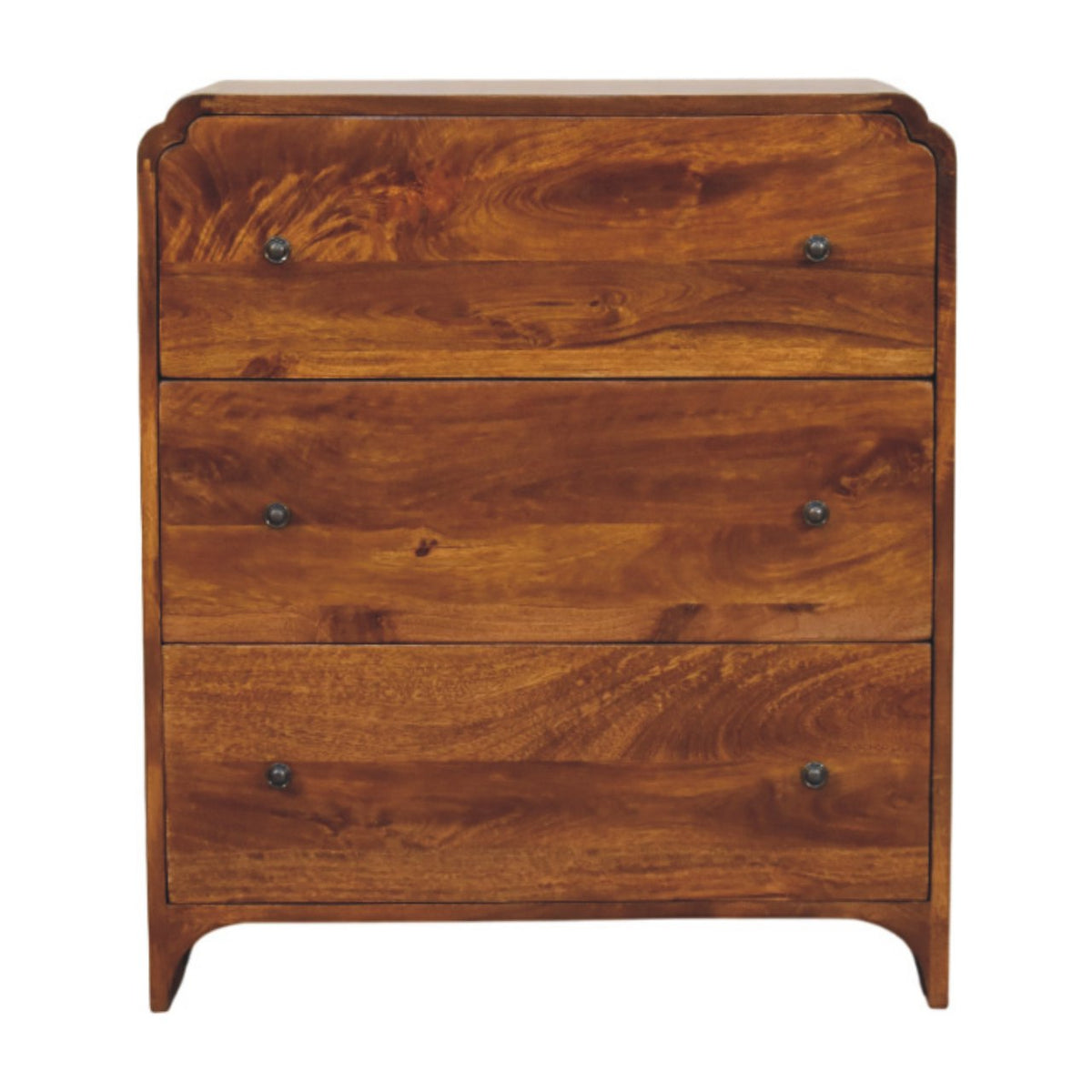 solid mango wood chest of drawers on a white background