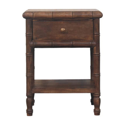 Wooden nightstand with a drawer on a white background