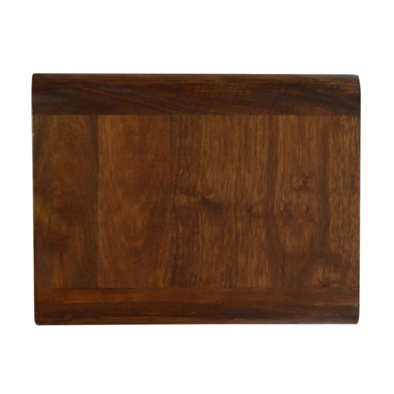 Side profile of Chestnut Curve Floating Bedside showing depth and wall-mounted design