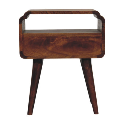 Back view of Chestnut Nightstand in solid mango wood with chestnut finish