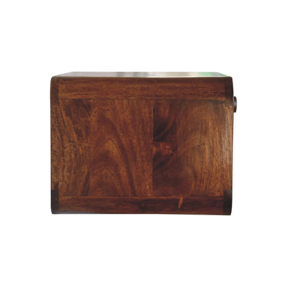 Side profile of Chestnut Wall Mounted Open Woven Bedside showing depth and wall-mounted design
