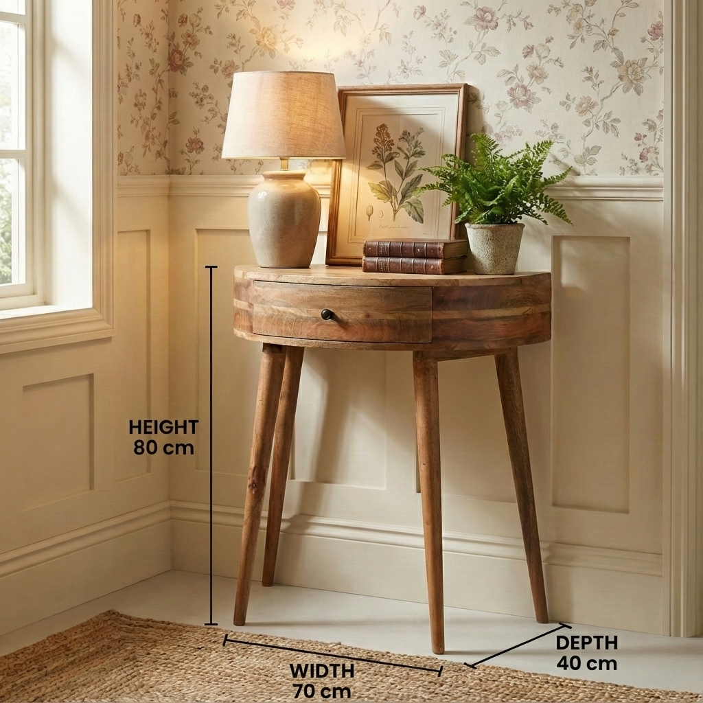 Console Table with dimensions: 80 cm height, 70 cm width, 40 cm depth