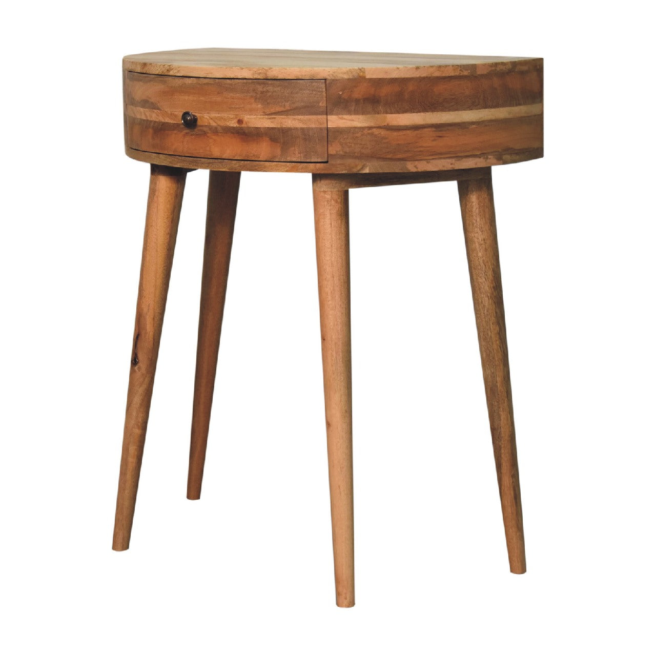Right side view of Console Table in solid mango wood with oak finish
