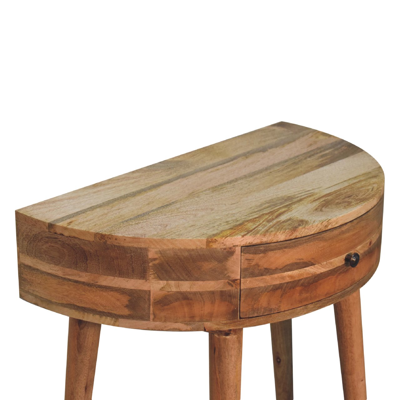 Top-down view of Console Table showing full surface and oak-ish finish