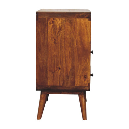 Side profile of Curved Nordic Charm Chest showing full height and Nordic legs