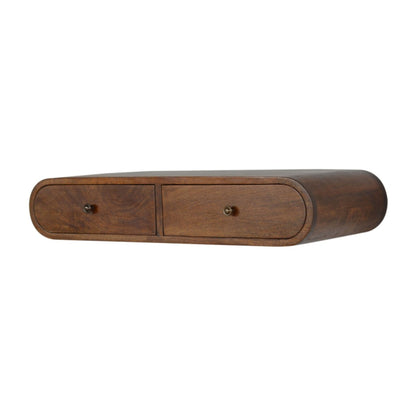 Right angle view of Floating Chestnut Console in chestnut mango wood
