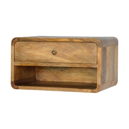Right side view of Floating Curve Open Slot Bedside showing depth and wall-mounted profile