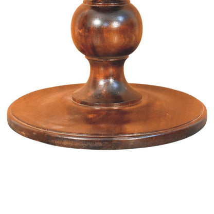Marble-top side table in solid mango wood, Chestnut finish – base and legs close-up