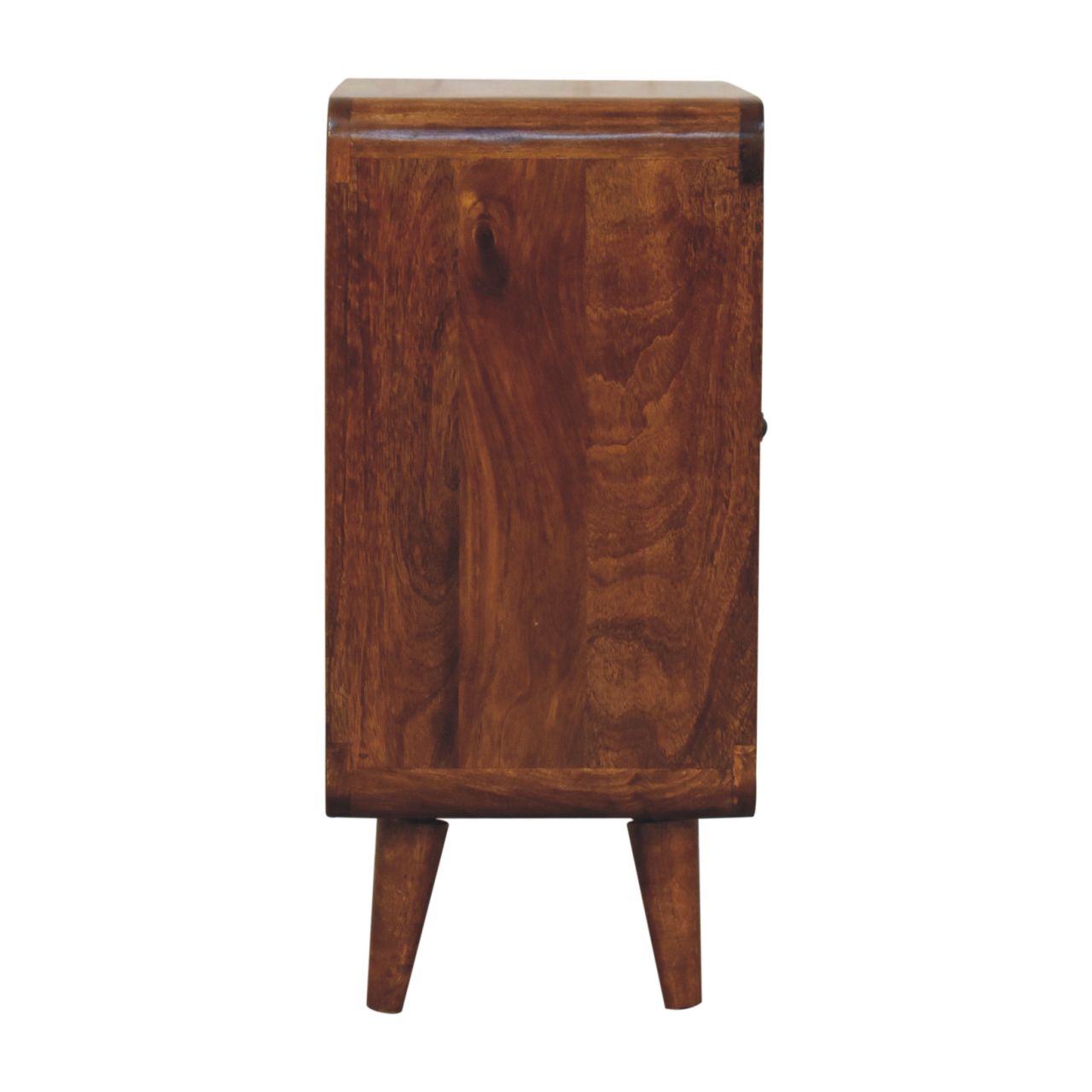 Wooden cabinet with a natural finish on a white background