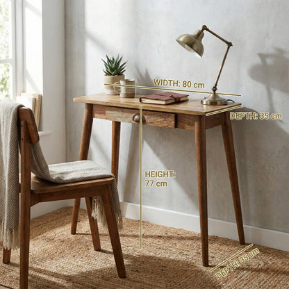 Mini Nordic Style Writing Desk with dimensions: 77 cm height, 80 cm width, 35 cm depth