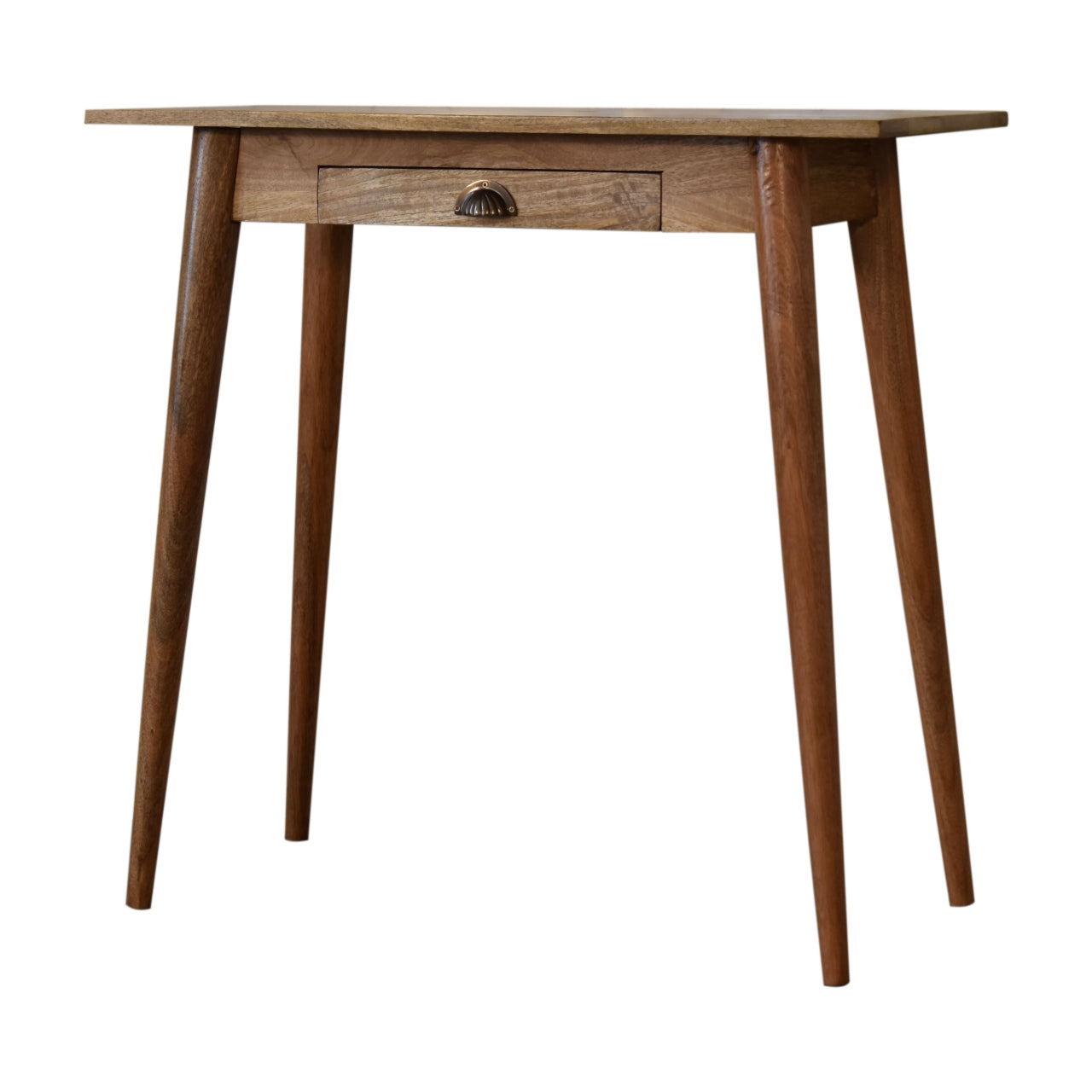 Right side view of Mini Nordic Style Writing Desk showing Nordic legs and drawer
