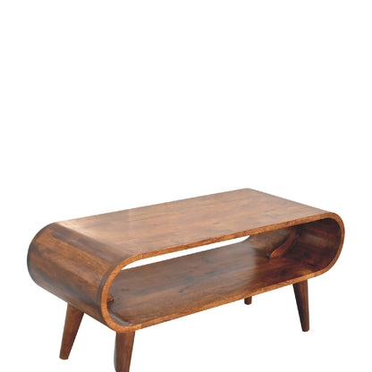 Upper left angle view of Nordic Style Coffee Table showing full surface and natural grain