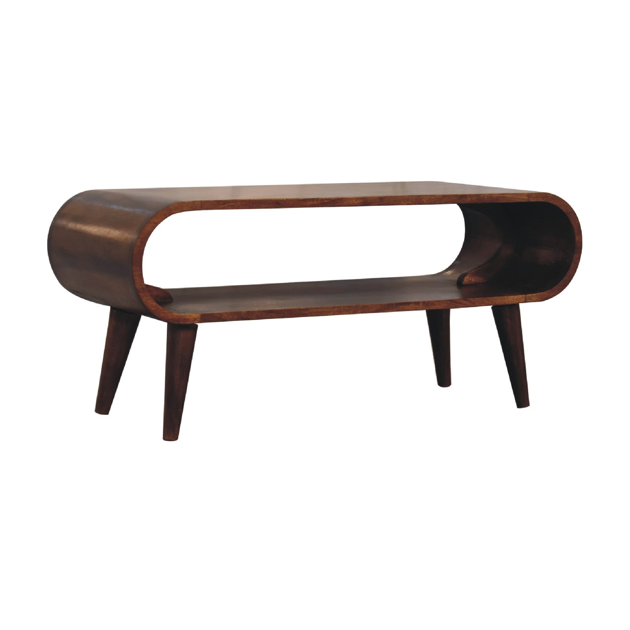 Left side view of Nordic Style Coffee Table showing Nordic legs and rounded edges