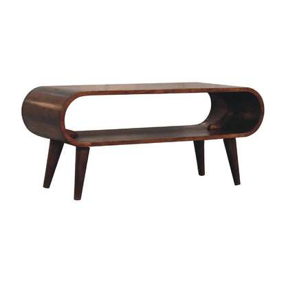 Left side view of Nordic Style Coffee Table showing Nordic legs and rounded edges
