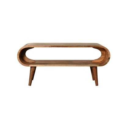 Front view of Nordic Style Coffee Table in solid mango wood with oak finish