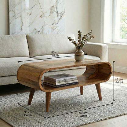 Nordic Style Coffee Table with dimensions: 40 cm height, 90 cm width, 35 cm depth