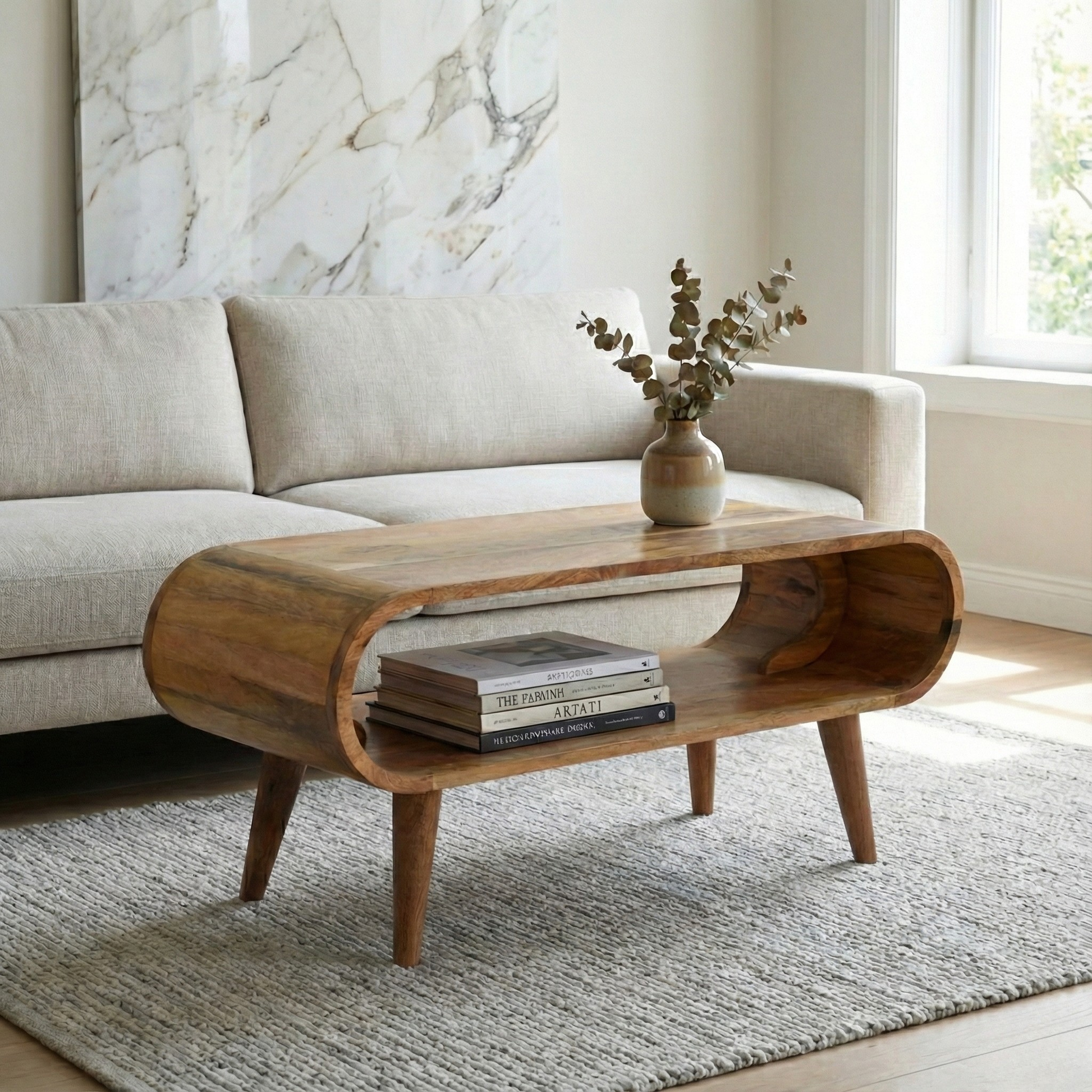 Nordic Style Coffee Table in oak finish styled in a living room interior