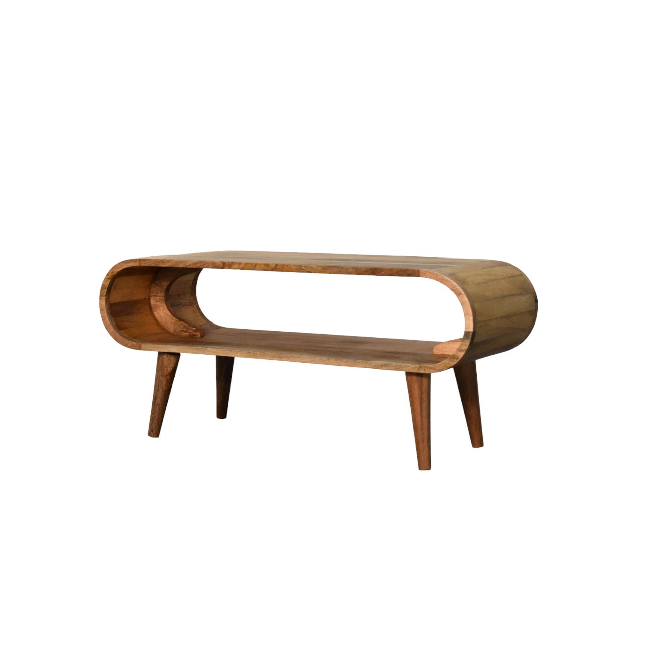 Right side view of Nordic Style Coffee Table in solid mango wood with oak finish