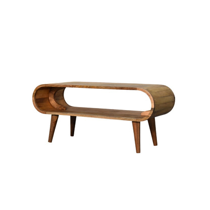 Right side view of Nordic Style Coffee Table in solid mango wood with oak finish