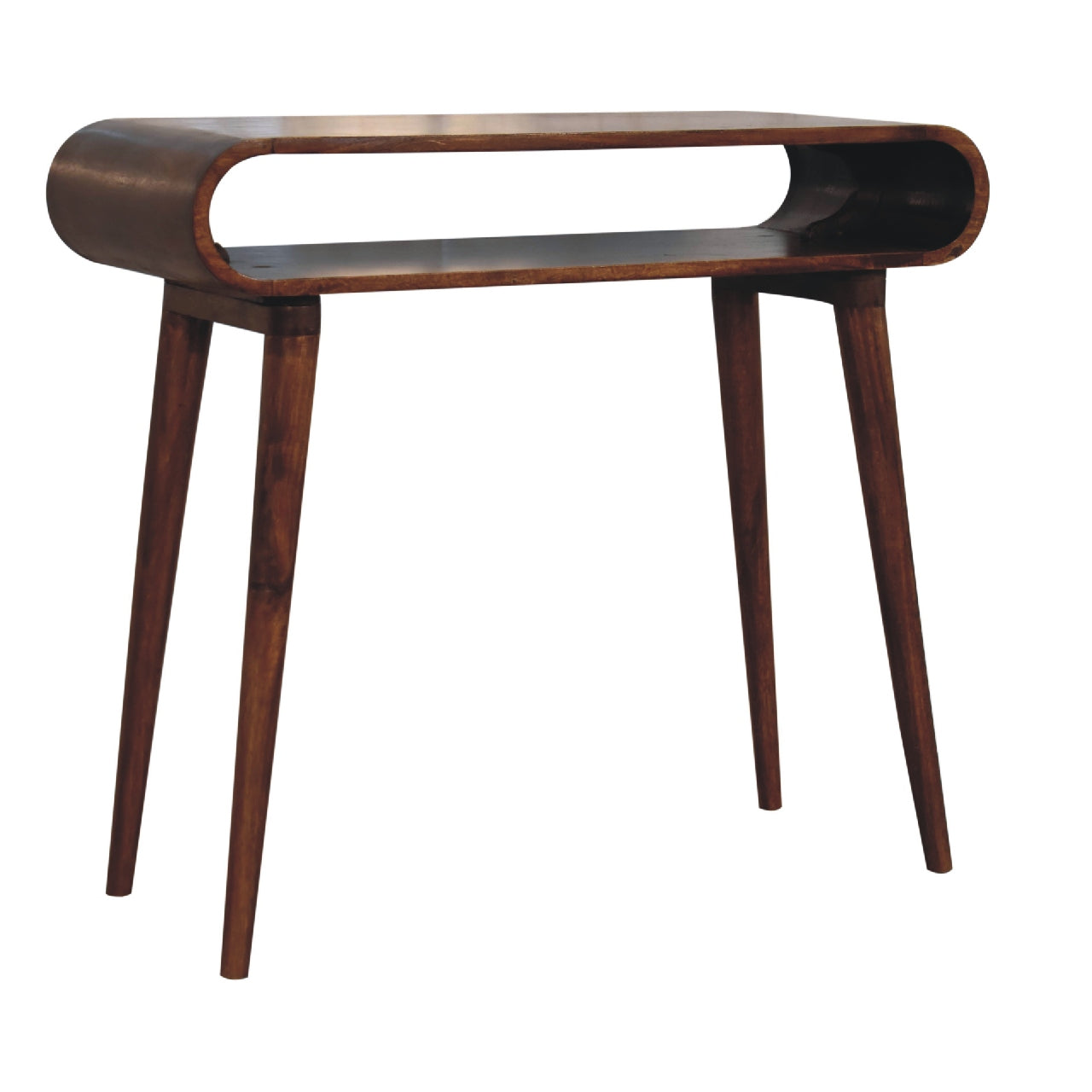 Left side view of Nordic Style Console Table showing Nordic legs and rounded edges