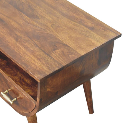 Nordic Gold-Accent Coffee Table - Solid Mango Wood in Chestnut