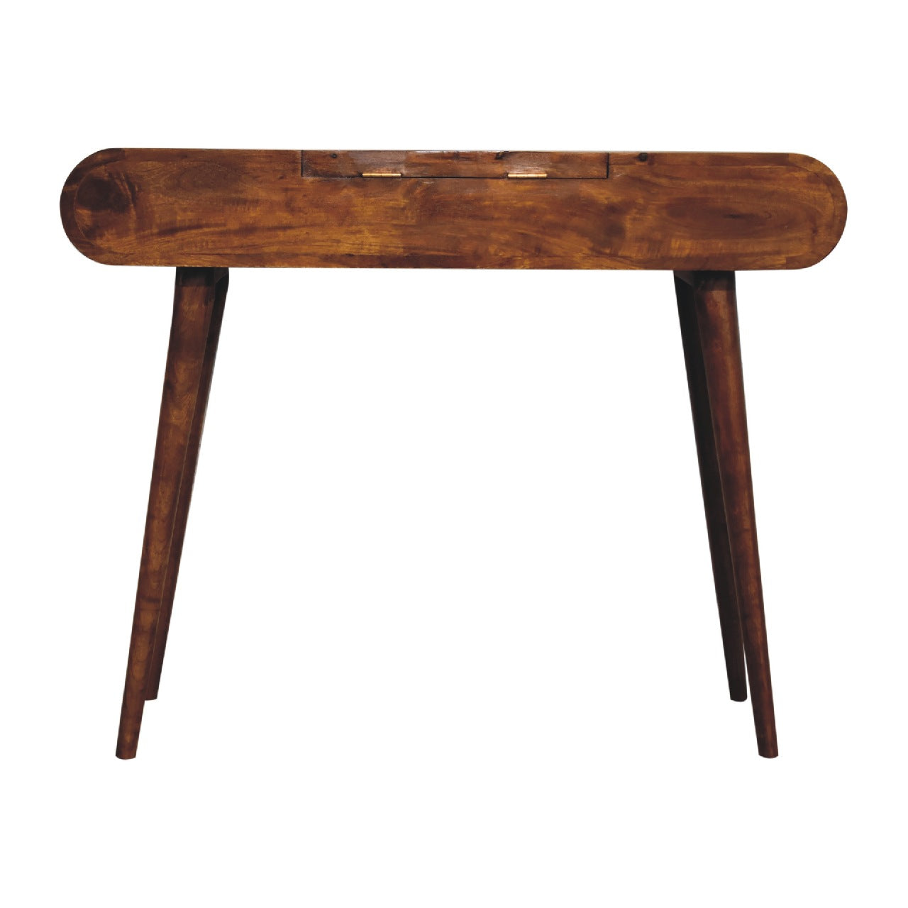Nordic vanity dressing table solid mango wood chestnut back with a white background