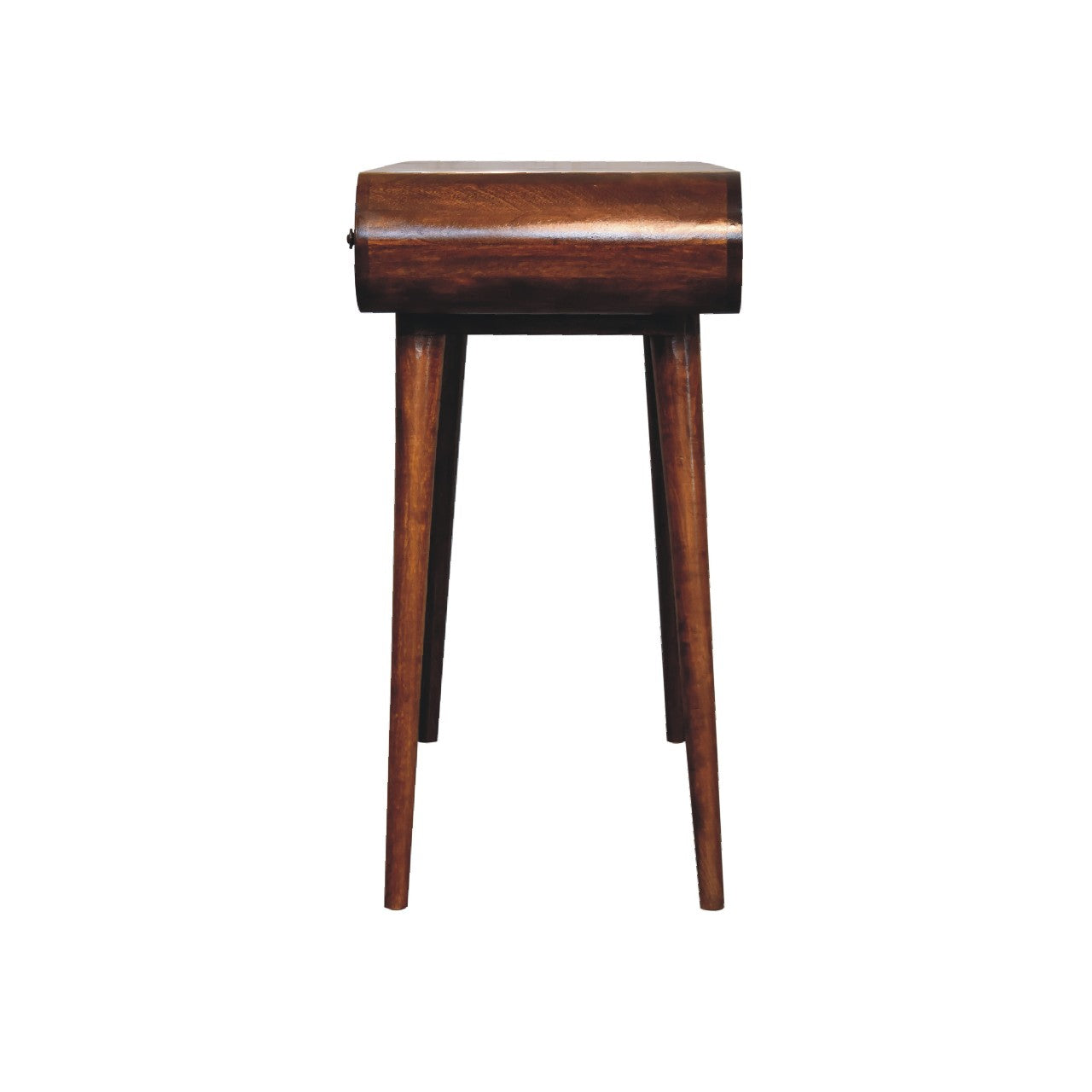Nordic vanity dressing table solid mango wood chestnut side in white background