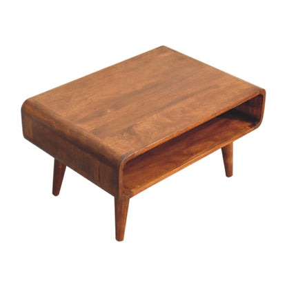 Wooden media unit on a white background