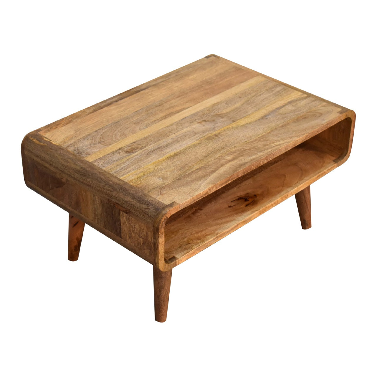 Top-down view of Open Oak Media Unit showing full surface and oak-ish finish