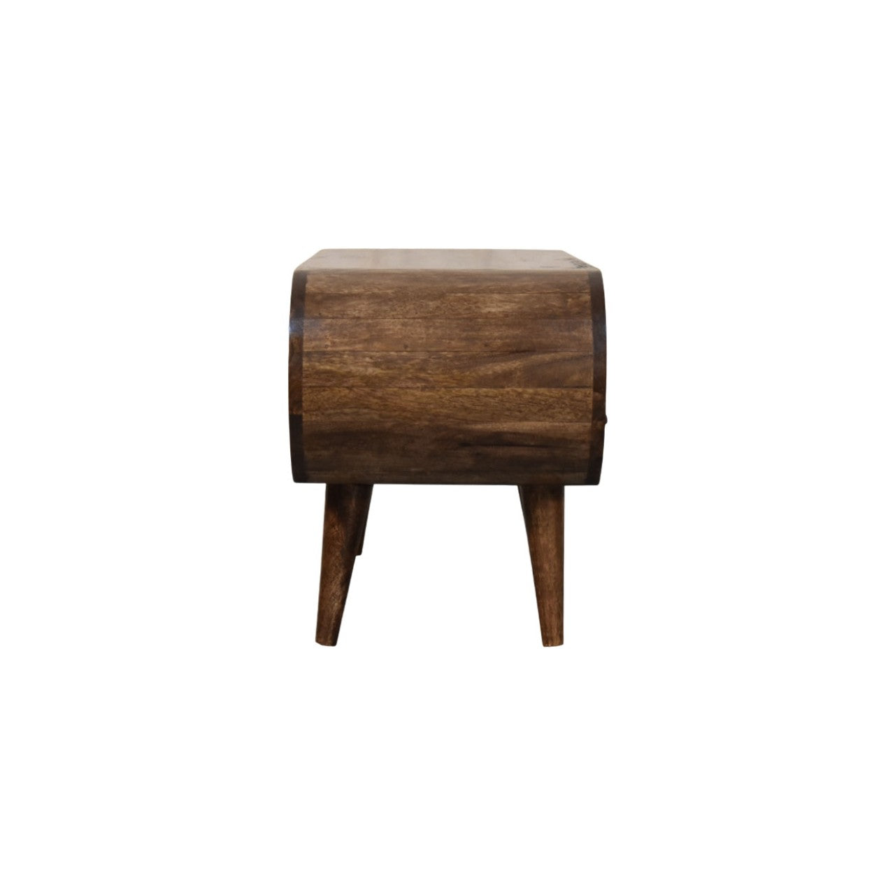 Wooden media unit on a white background