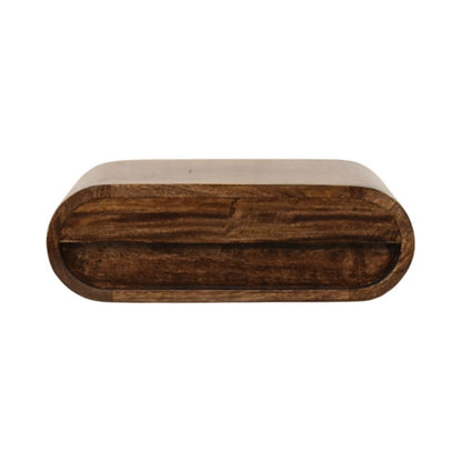 Wooden nightstand from back view on a white background
