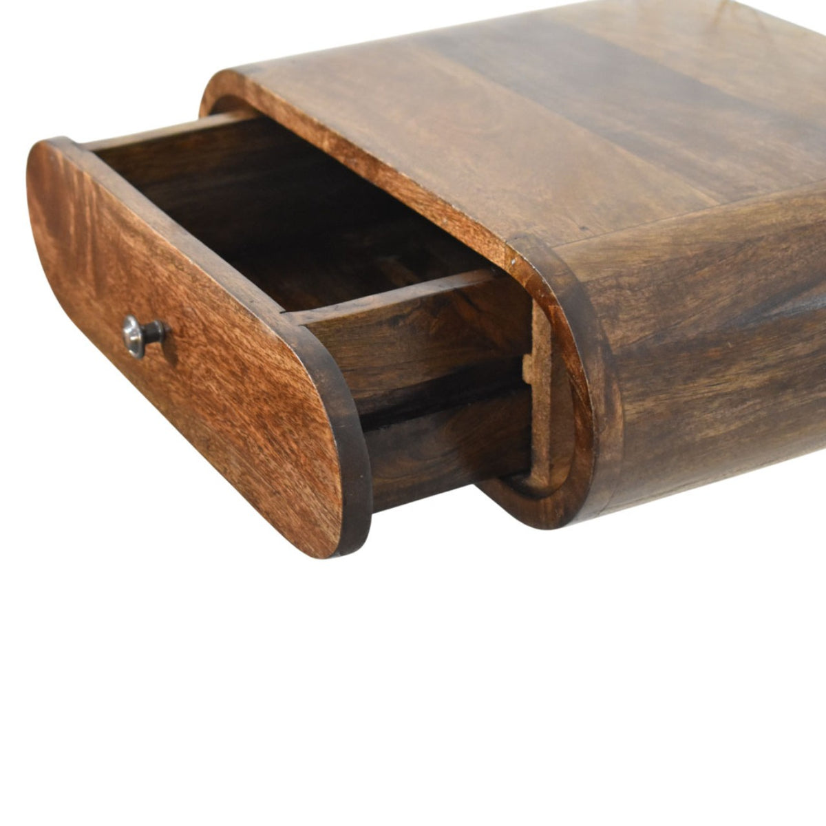 Wooden nightstand with a drawer on a white background