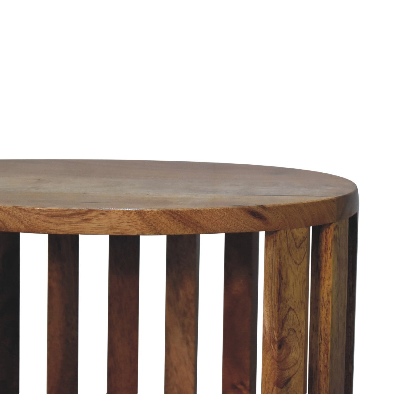 Close front right angle of Single Shelf Bedside showing open shelf and wood grain detail