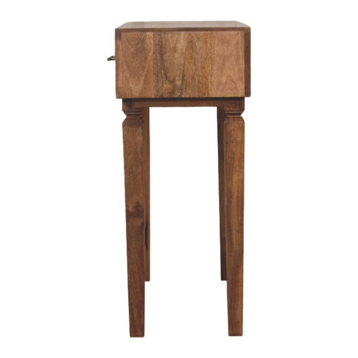 Wooden console table on a white background