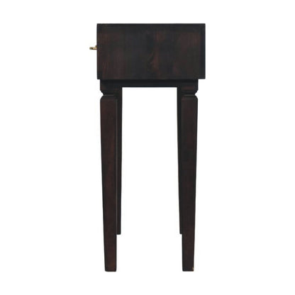 Dark wooden console table on a white background