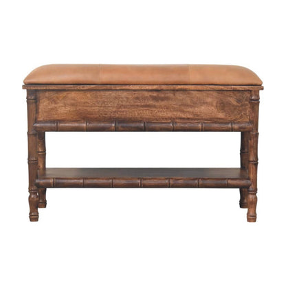 Wooden bench with leather cushion on a white background