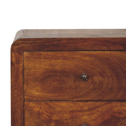 Tallboy with drawer closed showing smooth rounded corners and clean finish