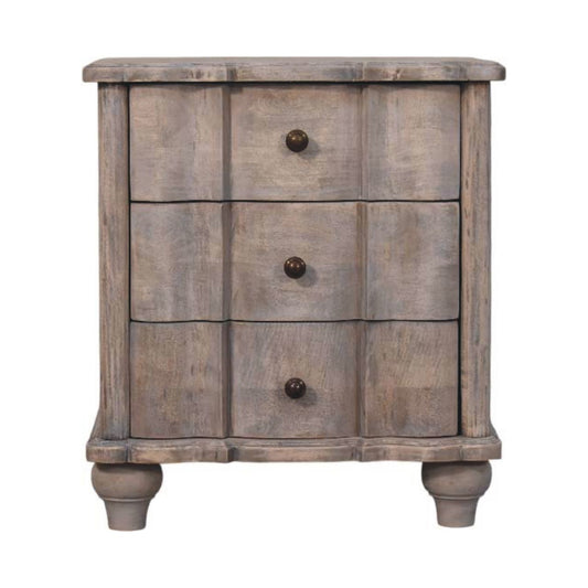 Curved nightstand in acid wash on a white background 