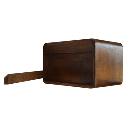 Mounting of a wooden bedside table on a white background