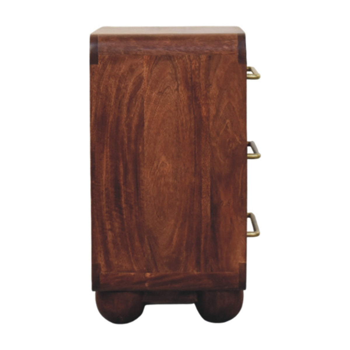 Wooden chest with three drawers on a white background