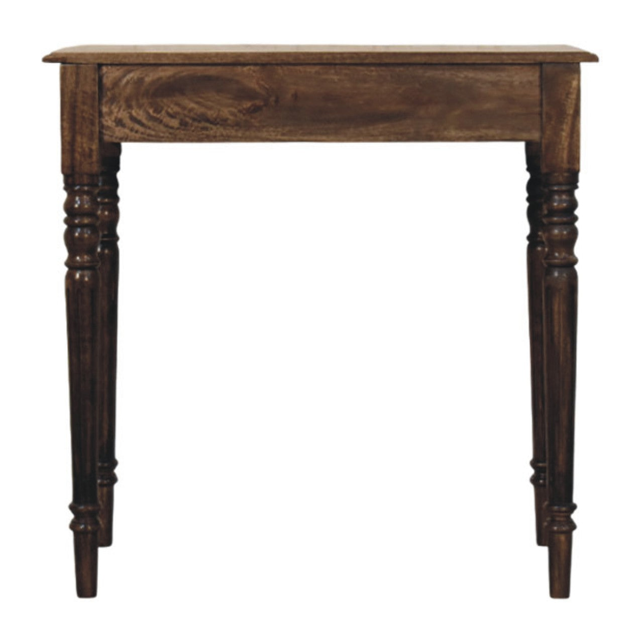 Turned-leg writing desk in solid mango wood, Classic Grey – back view