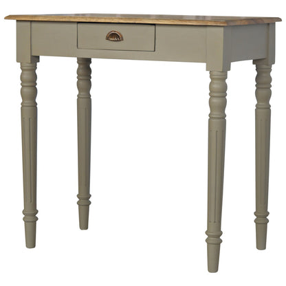 Writing desk in French grey and oak, solid mango wood, right side view